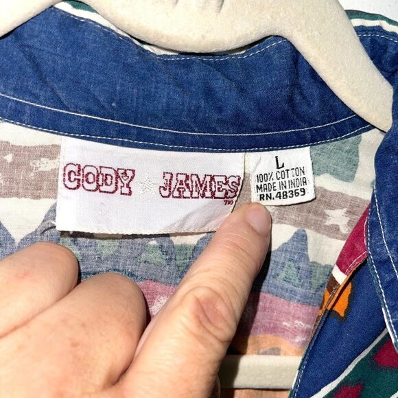 Cody James Southwestern Shirt Womens Size Large Vintage Button Front Long Sleeve - Picture 4 of 8